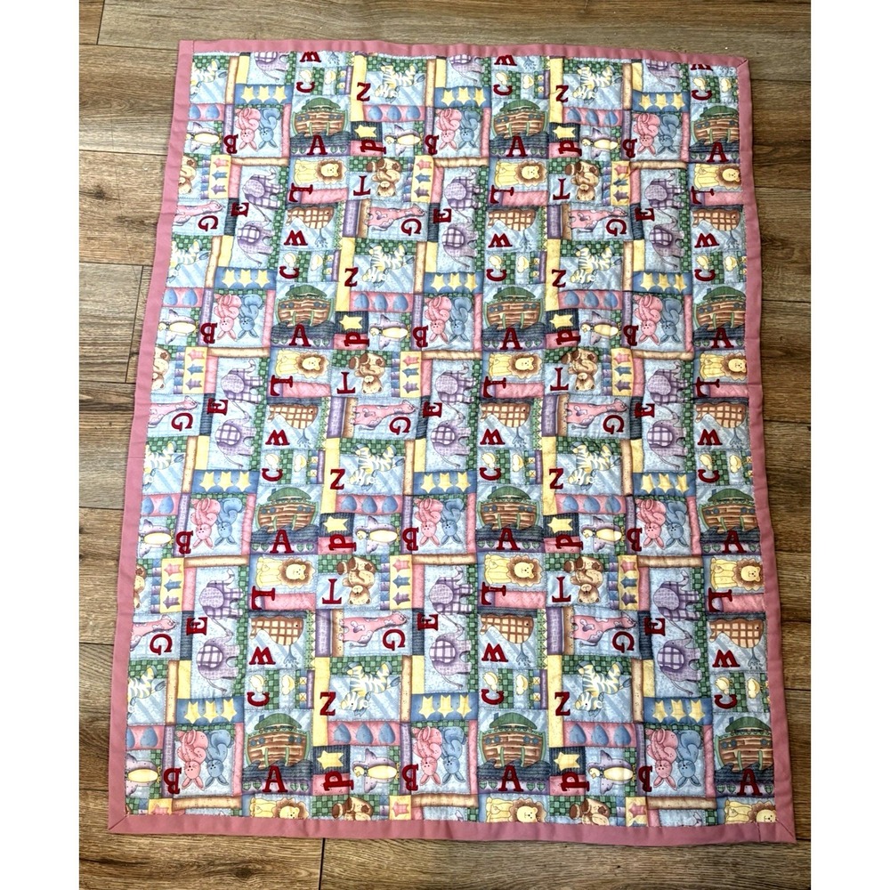 Handmade‎ Quilt Crib Animal Alphabet Heart Star Nursery Wall Decor Patchwork Lap